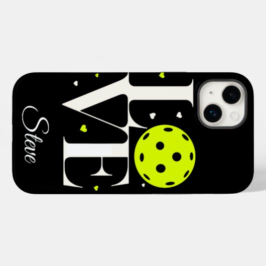 Pickleball mit weißer und grüner Liebe | Schwarzer Case-Mate iPhone Hülle (Rückseite (Horizontal))