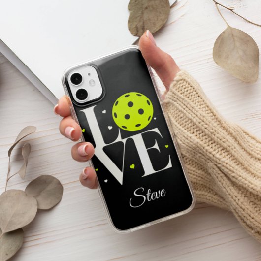Pickleball mit weißer und grüner Liebe | Schwarzer Case-Mate iPhone Hülle