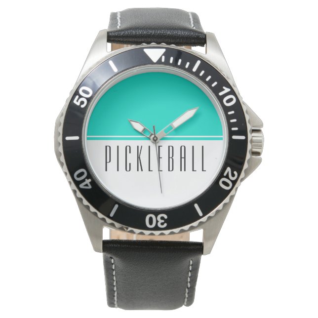 PICKLEBALL Moderner, heller Aquarium Weißer Farbbl Armbanduhr (Vorderseite)