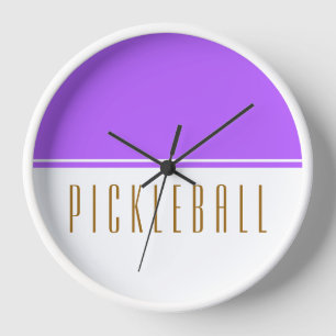 PICKLEBALL Moderner Lila weißer Farbblock Uhr