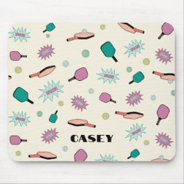 Pickleball Monogram Add Your Name Fun Colorful Mousepad