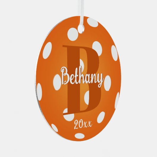 Pickleball Monogram Name Orange Ornament Aus Metall (Vorderseite Rechts)