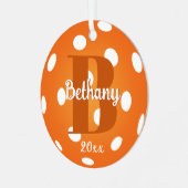 Pickleball Monogram Name Orange Ornament Aus Metall (Vorderseite links)