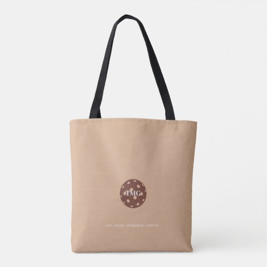 Pickleball Monogram Sandy Brown Tasche (Rückseite)