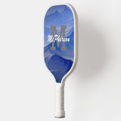 Pickleball Monogram und Name Blue Background Schläger (Links)