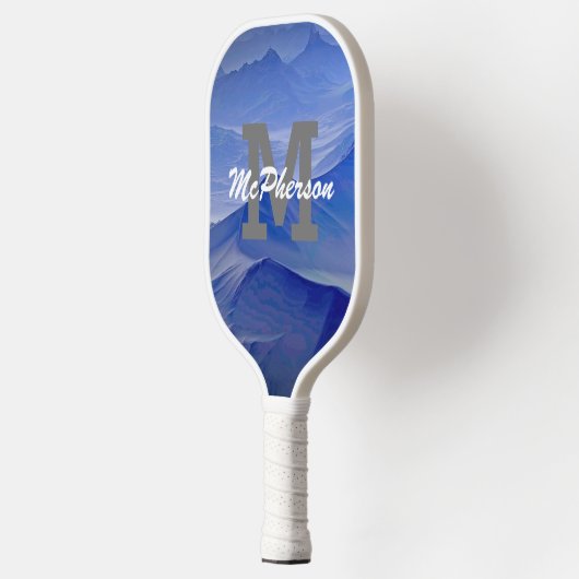 Pickleball Monogram und Name Blue Background Schläger (Links)