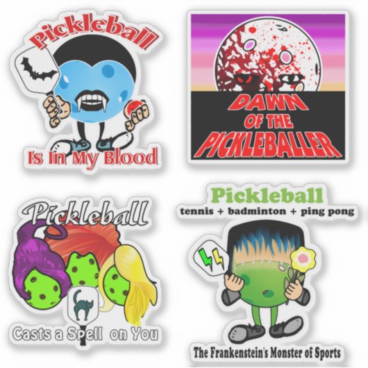 Pickleball-Monster Vampire Hexen Zombies Aufkleber (Vorderseite)