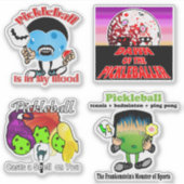 Pickleball Monsters Vampire Witches Zombies Aufkleber (Vorderseite)