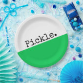Pickleball-Motto in hellgrün-weißem Farbblock Pappteller (Party)
