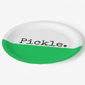 Pickleball-Motto in hellgrün-weißem Farbblock Pappteller (Schrägansicht)