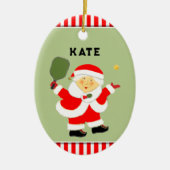 Pickleball Mrs Claus Collectible Keramik Ornament (Vorne)