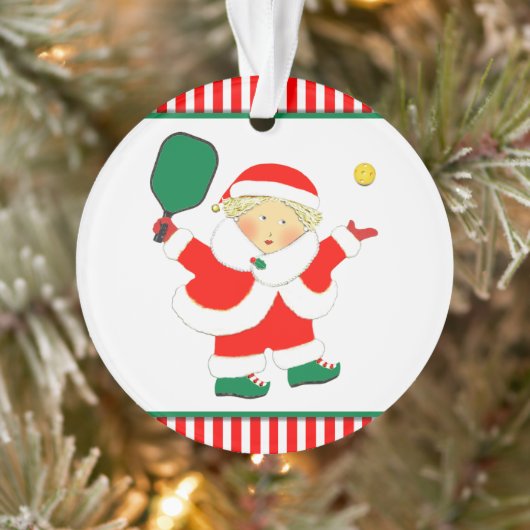 Pickleball Mrs Claus Collectible Ornament (Baum)