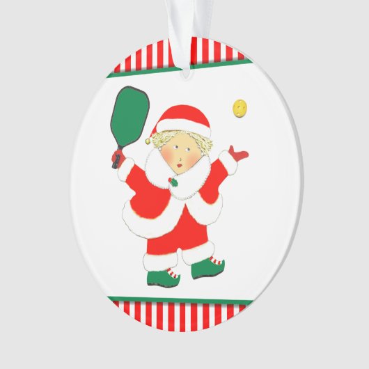 Pickleball Mrs Claus Collectible Ornament (Vorderseite)