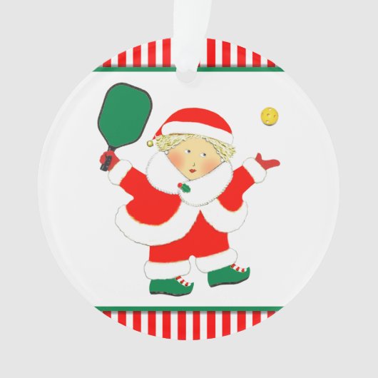 Pickleball Mrs Claus Collectible Ornament (Vorderseite)