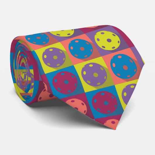 Pickleball-Muster auf Quadrat-Halsband Krawatte (Gerollt)