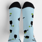 Pickleball Muster Foto Blau Personalisiert Socken (Oben)