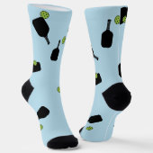 Pickleball Muster Foto Blau Personalisiert Socken (Gewinkelt)