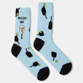 Pickleball Muster Foto Blau Personalisiert Socken (Rechts)