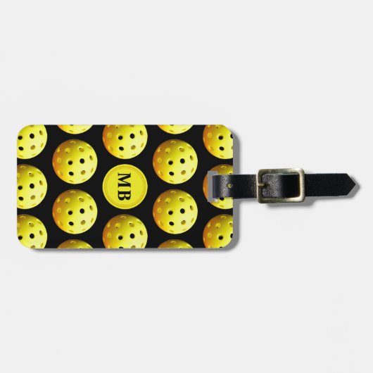 Pickleball-Muster-Monogramm Gepäckanhänger (Vorderseite horizontal)