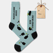 Pickleball Muster Paddle Ball Aquamarin Personalis Socken