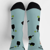 Pickleball Muster Pet Foto Aquamarin Personalisier Socken (Oben)