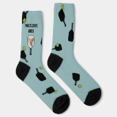 Pickleball Muster Pet Foto Aquamarin Personalisier Socken (Rechts)
