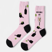 Pickleball Muster Pet Foto Rosa Personalisiert Socken (Linkes Detail)