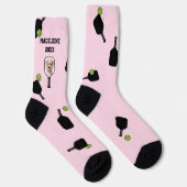 Pickleball Muster Pet Foto Rosa Personalisiert Socken (Rechts)