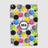 Pickleball Muster rosa Initialen Sweat Handtuch (Vorderseite)