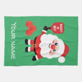 Pickleball Naughty oder nice Santa Green Geschirrtuch (Horizontal)