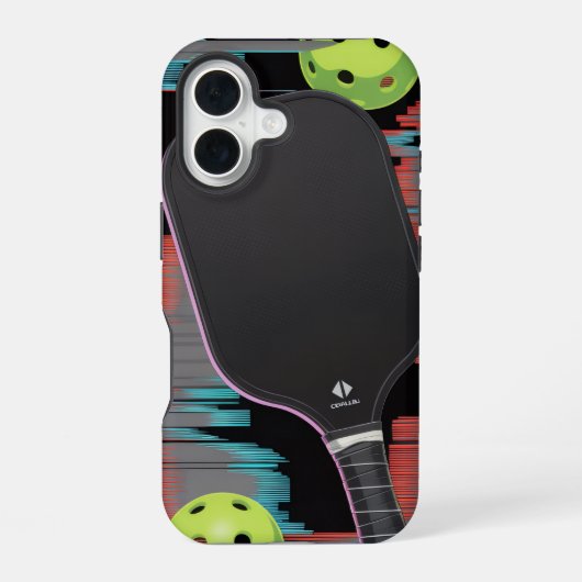 Pickleball Neon Paddle Motion Case iPhone 16 Hülle (Rückseite)
