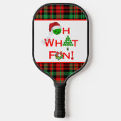 Pickleball Oh What Fun Red and Green Kariert Schläger (Rückseite)