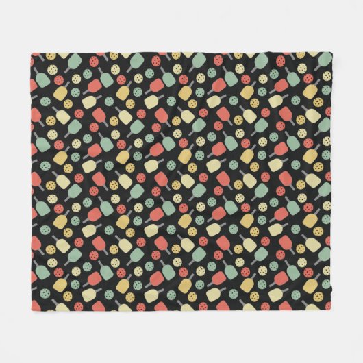 Pickleball-Paddel und Kugelmuster Fleecedecke (Vorderseite (Horizontal))