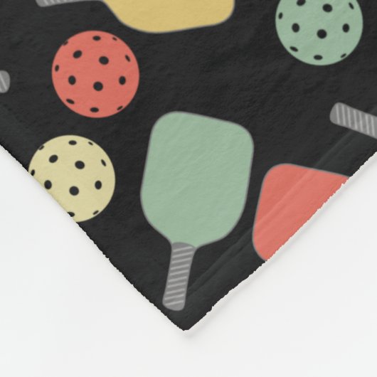 Pickleball-Paddel und Kugelmuster Fleecedecke (Ecke)