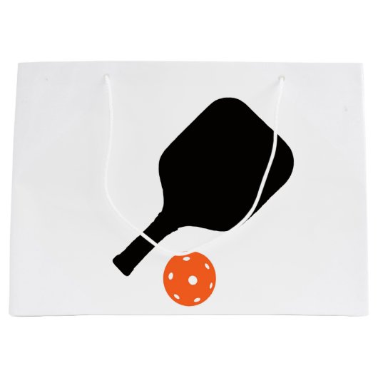 Pickleball-Paddel und orangefarbenes Pickleball Große Geschenktüte (Vorderseite)