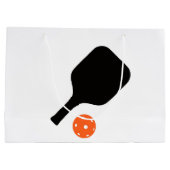 Pickleball-Paddel und orangefarbenes Pickleball Große Geschenktüte (Rückseite)