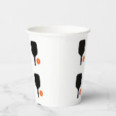 Pickleball-Paddel und orangefarbenes Pickleball Pappbecher (Rechts)