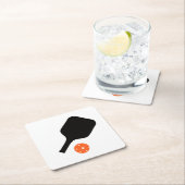 Pickleball-Paddel und orangefarbenes Pickleball Rechteckiger Pappuntersetzer (Vor Ort)
