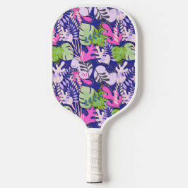 Pickleball Paddle: Abstrakte Blätter (blau/fuchsie Pickleball Schläger