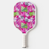 Pickleball Paddle: Abstrakte Blätter (blau/fuchsie Schläger (Rückseite)