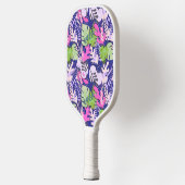Pickleball Paddle: Abstrakte Blätter (blau/fuchsie Schläger (Links)
