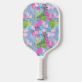 Pickleball Paddle: Abstrakte Blätter (gelb/blau) Pickleball Schläger (Rückseite)