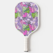 Pickleball Paddle: Abstrakte Blätter (rosa/lila) Pickleball Schläger (Rückseite)
