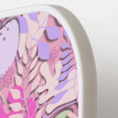 Pickleball Paddle: Abstrakte Blätter (rosa/lila) Pickleball Schläger (Linke Seite)