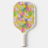 Pickleball Paddle: Abstrakte Blätter (weiß/gelb) Schläger (Rückseite)