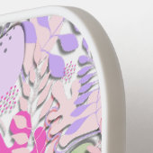 Pickleball Paddle: Abstrakte Blätter (weiß/gelb) Schläger (Linke Seite)