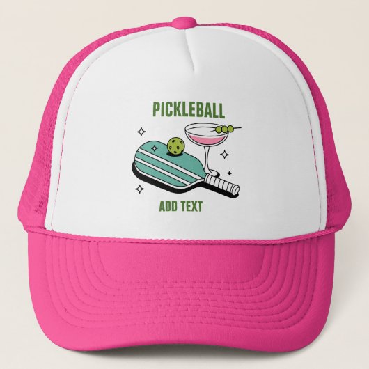 Pickleball Paddle and Cocktail Truckerkappe (Vorderseite)