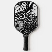 Pickleball Paddle Art Schwarz-weiß Doodle (Rückseite)