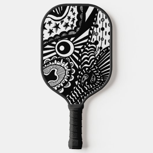 Pickleball Paddle Art Schwarz-weiß Doodle (Rückseite)