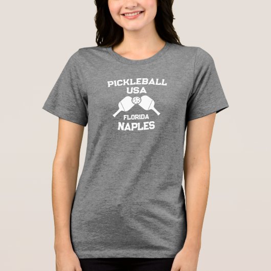 Pickleball Paddle Ball Neapel Florida USA Custom Tri-Blend Shirt (Vorderseite)